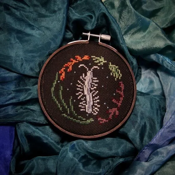 Bomber Worm cross-stitch pattern